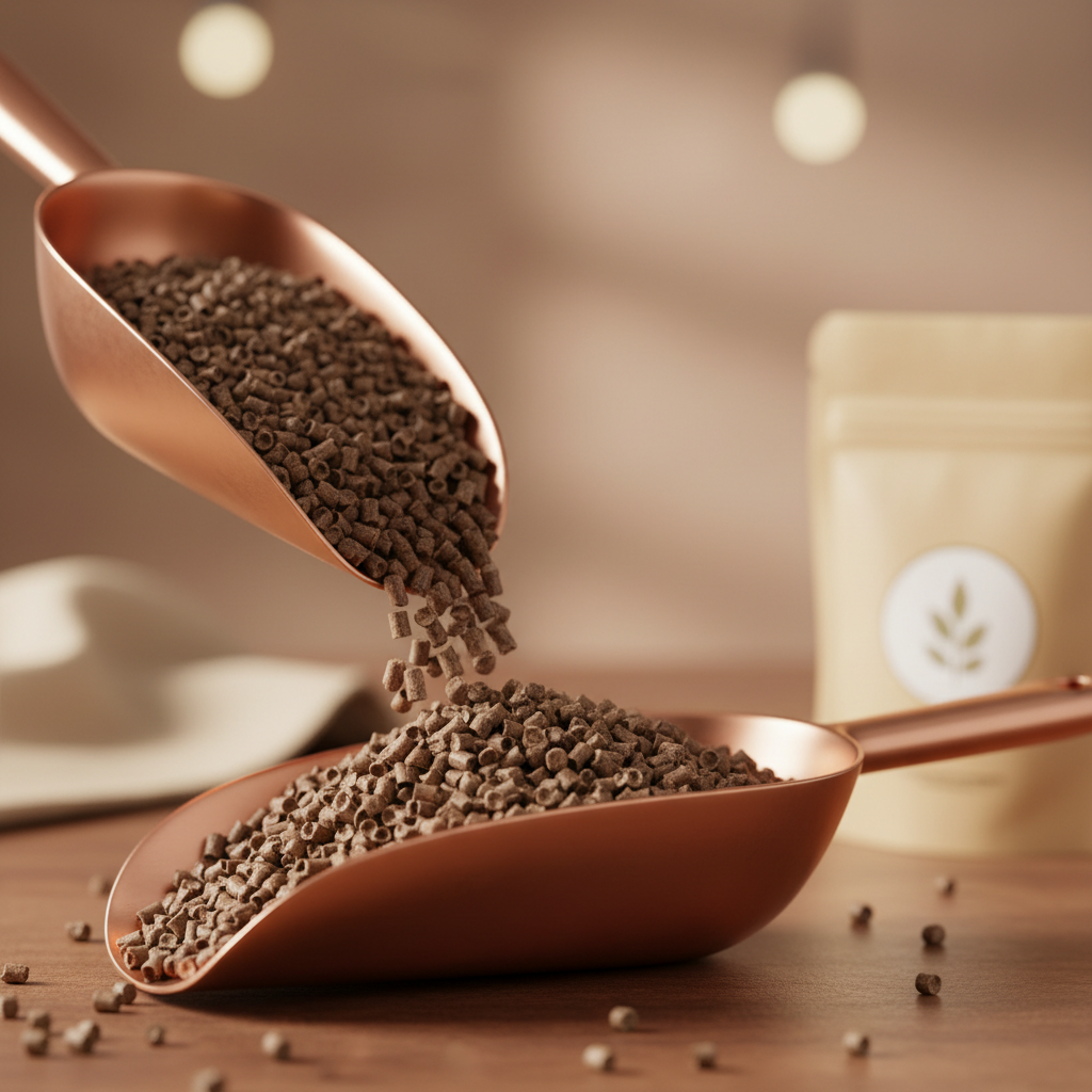 Pelletized walnut shell used as a biodegradable base for pet litter and small-animal bedding